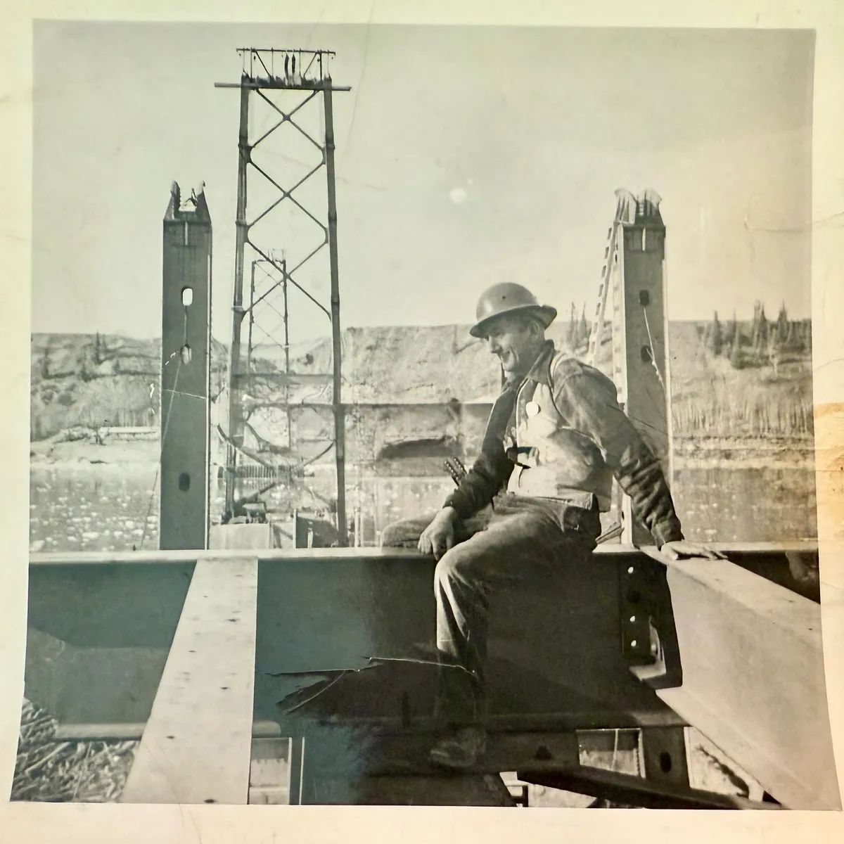 Worker on bridge during construction