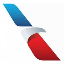 American Airlines logo with blue, white, and red design.