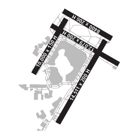 Map showing streets and a central park area with a pond.